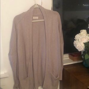 Creamy taupe aritzia azure skies cardigan.